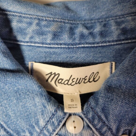 Madewell Women Casual Professional Cotton Denim Long-Sleeve Button-Up Shirt - Picture 5 of 10